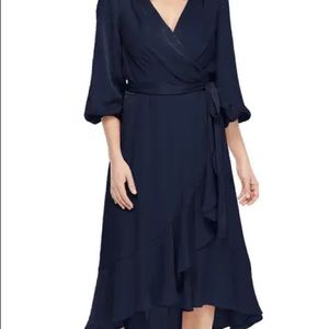 NWT Gal Meets Glam Jennifer Wrap Dress in Navy